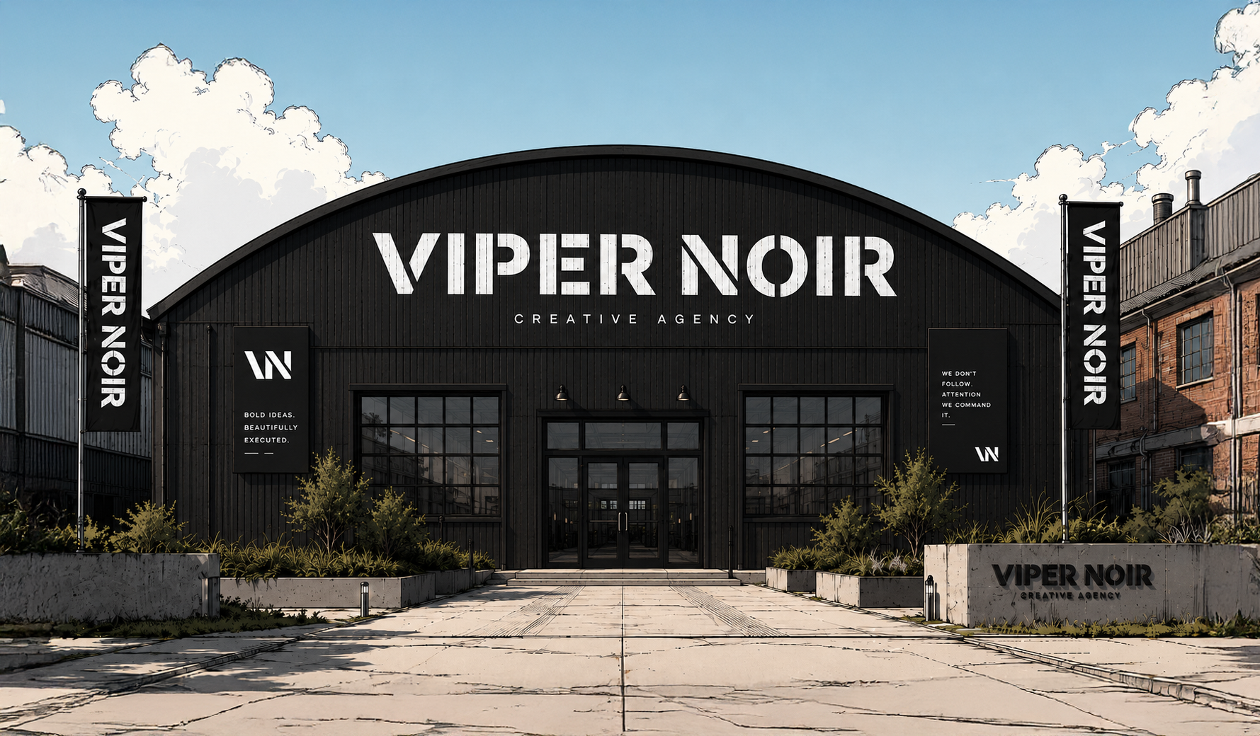 Het VIPER NOIR team, gestileerd voorbij alle redelijkheid, in de pit